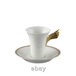 Versace Rosenthal Médaillon Méandre D'Or Cup & Saucer Porcelain White / Gold