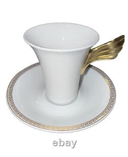 Versace Rosenthal Médaillon Méandre D'Or Cup & Saucer Porcelain White / Gold