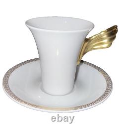 Versace Rosenthal Médaillon Méandre D'Or Cup & Saucer Porcelain White / Gold