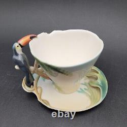 Very Rare Franz Paradise Calls Toucan Design Sculptured Porcelain Cup & Saucer