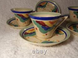 Very Rare Original Antique Art Deco Royal Doulton GAYLEE D5305 cups and saucers
