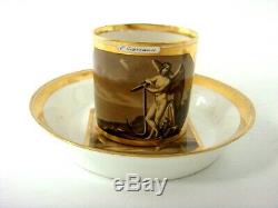 Vienna Porcelain Sorgenthal Period Mythological Painted Cup & Saucer Dated 1804