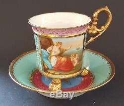 Vienna porcelain Angelica Kauffmann vintage Victorian antique cup & saucer duo A