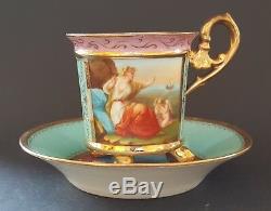 Vienna porcelain Angelica Kauffmann vintage Victorian antique cup & saucer duo A