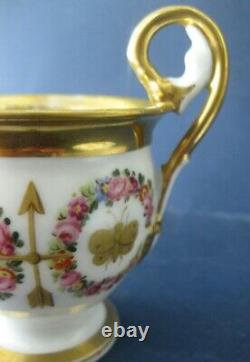 Vieux Paris French Porcelain 19th Century Cup & Saucer Empire Style