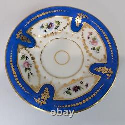 Vieux Paris Porcelain Oversized Cup & Saucer Heavy Gold, French Blue Handpainted