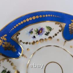 Vieux Paris Porcelain Oversized Cup & Saucer Heavy Gold, French Blue Handpainted