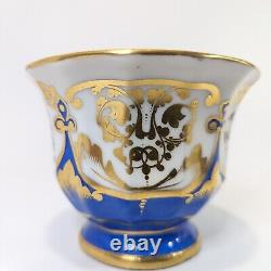 Vieux Paris Porcelain Oversized Cup & Saucer Heavy Gold, French Blue Handpainted