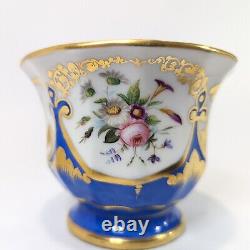 Vieux Paris Porcelain Oversized Cup & Saucer Heavy Gold, French Blue Handpainted