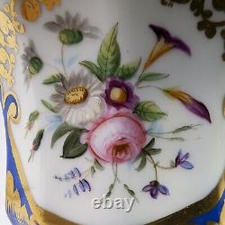 Vieux Paris Porcelain Oversized Cup & Saucer Heavy Gold, French Blue Handpainted