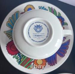 Villeroy and Boch Acapulco Cup and Saucer Set of 5 Blue Stamp