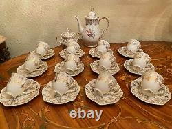 Vintage 12 Cups 12 Saucers German Bavaria Zeh Scherzer Porcelain Coffee Set
