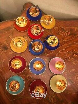 Vintage 13 Cups and Saucers Epiag BES Germany Gold Plated Porcelain Coffee Set