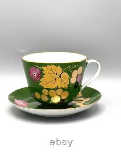 Vintage 1988 Dulevo USSR Hand Painted Porcelain Floral Pattern Tea Cup An Saucer