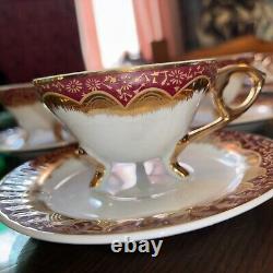 Vintage 24k Gold Plated Porcelain Footed Tea Cups Saucers For 12 Japan Yamasen