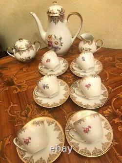 Vintage 6 Cups 6 Saucers German Bavaria Mitterteich Porcelain Coffee Set
