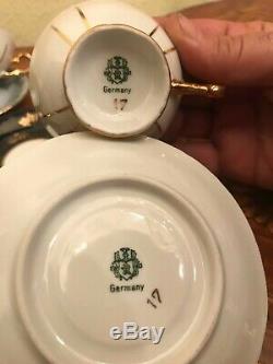 Vintage 6 cups 6 Saucer German Roschütz Roschutz Porcelain Coffee Set