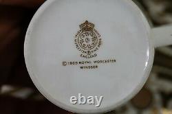 Vintage 60's Royal Worcester WINDSOR Pattern Tea Cup / Coffee Cup + Saucers x6