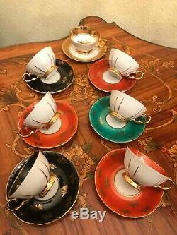 Vintage 7 cups 7 Saucer German Bavaria Porcelain Coffee Set