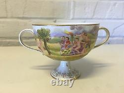 Vintage Antique German Porcelain Cup & Saucer with Italian Capodimonte Decoration