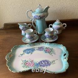 Vintage Antique ROYAL VIENNA Tea Coffee Pot Cup Saucer Tray Porcelain Set