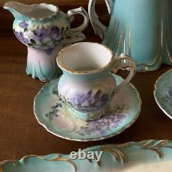 Vintage Antique ROYAL VIENNA Tea Coffee Pot Cup Saucer Tray Porcelain Set