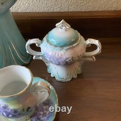 Vintage Antique ROYAL VIENNA Tea Coffee Pot Cup Saucer Tray Porcelain Set