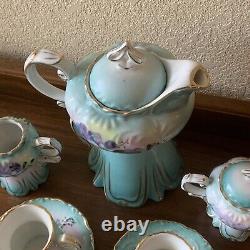 Vintage Antique ROYAL VIENNA Tea Coffee Pot Cup Saucer Tray Porcelain Set