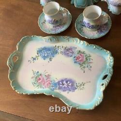 Vintage Antique ROYAL VIENNA Tea Coffee Pot Cup Saucer Tray Porcelain Set