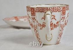 Vintage Antique Royal Crown Derby Nine (9) Porcelain Cups, Saucers c. 1891