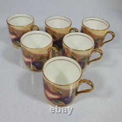 Vintage Aynsley Coffee Set Cups Saucers original Box Orchard Gold signed D Jones