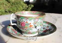 Vintage Chinese Art Porcelain Rose Medallion Tea Cup & Saucer Hand Painted