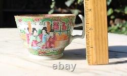 Vintage Chinese Art Porcelain Rose Medallion Tea Cup & Saucer Hand Painted