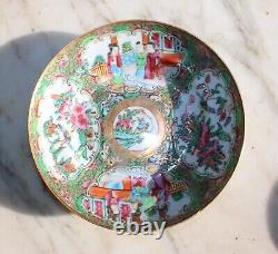 Vintage Chinese Art Porcelain Rose Medallion Tea Cup & Saucer Hand Painted