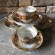 Vintage Cup And Saucer Set Antique Porcelain Bowls Gold Rare Floral Pattern 8pc