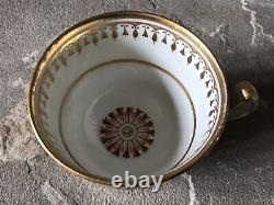 Vintage Cup And Saucer Set Antique Porcelain Bowls Gold Rare Floral Pattern 8pc