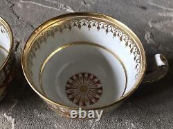 Vintage Cup And Saucer Set Antique Porcelain Bowls Gold Rare Floral Pattern 8pc