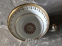 Vintage Cup And Saucer Set Antique Porcelain Bowls Gold Rare Floral Pattern 8pc