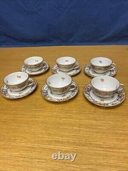 Vintage Dresden Carl Thieme Porcelain (6 Sets) Cups & Saucers withGold Trim