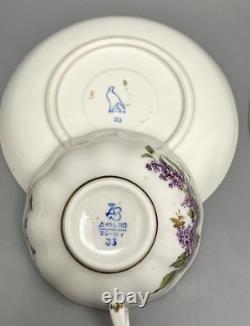 Vintage Dulevo USSR Porcelain Lilac Flowers Pattern Tea Cup And Saucer Marked