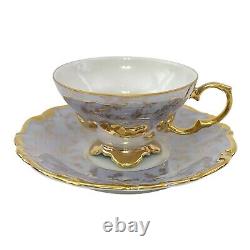 Vintage Edelstein Bavaria Porcelain Footed Tea Cup and Saucer Gold Gilt