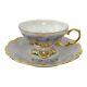 Vintage Edelstein Bavaria Porcelain Footed Tea Cup And Saucer Gold Gilt