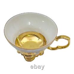 Vintage Edelstein Bavaria Porcelain Footed Tea Cup and Saucer Gold Gilt