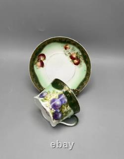 Vintage Gardner Russian Empire Porcelain Tea Pair Cup And Saucer Floral Marked