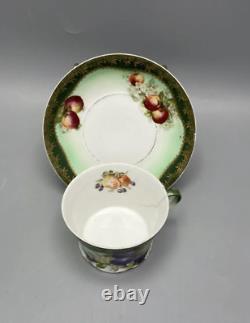 Vintage Gardner Russian Empire Porcelain Tea Pair Cup And Saucer Floral Marked