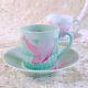 Vintage Hermes Demitasse Cup & Saucer Les Pivoines Limoges Porcelain 2 Sets