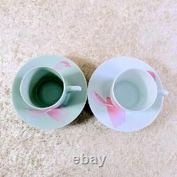 Vintage HERMES Demitasse Cup & Saucer LES PIVOINES Limoges Porcelain 2 Sets