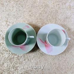 Vintage HERMES Demitasse Cup & Saucer LES PIVOINES Limoges Porcelain 2 Sets