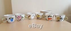 Vintage Herend Porcelain Fruits Necker FRN 1711 Set of 6 Coffee Cups And Saucers
