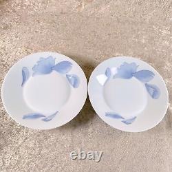 Vintage Hermes Les Pivoines Rare Blue Large Morning Soup Cup Saucer 2 Sets withBox